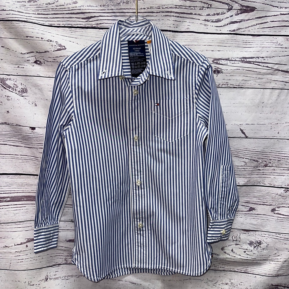 Tommy Hilfiger Boy's Blue Striped Shirt Size XS